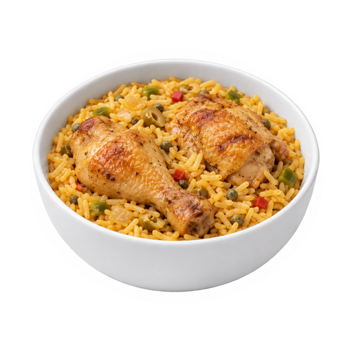 Illustration of Restaurant, Latino, chicken and rice, entree, prepared