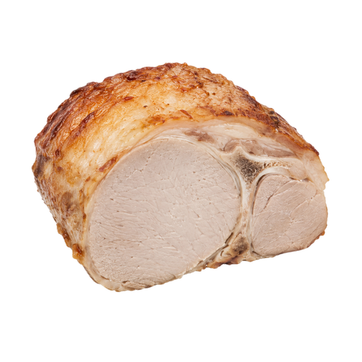Illustration of Pork, fresh, loin, center loin (roasts), bone-in, separable lean and fat, cooked, roasted