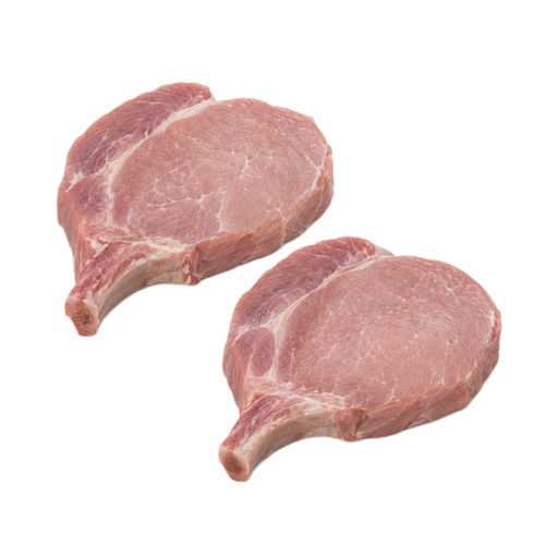 Illustration of Pork, fresh, loin, center rib (chops or roasts), bone-in, separable lean only, raw
