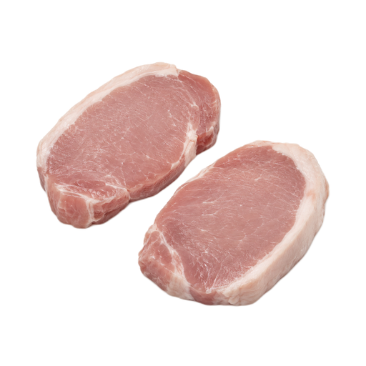 Illustration of Pork, fresh, loin, top loin (chops), boneless, separable lean and fat, raw