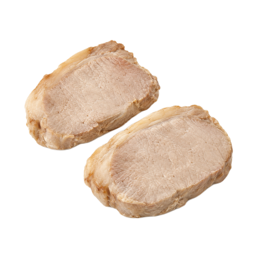Illustration of Pork, fresh, loin, top loin (chops), boneless, separable lean and fat, cooked, braised