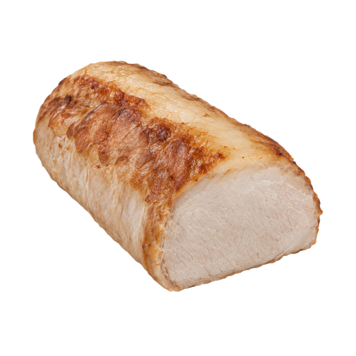 Illustration of Pork, fresh, loin, top loin (roasts), boneless, separable lean and fat, cooked, roasted