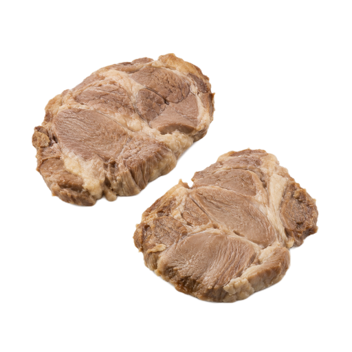 Illustration of Pork, fresh, shoulder, (Boston butt), blade (steaks), separable lean and fat, cooked, braised