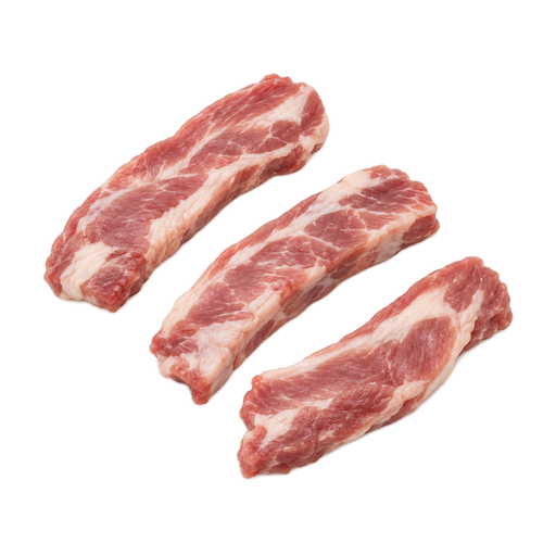 Illustration of Pork, fresh, spareribs, separable lean and fat, raw