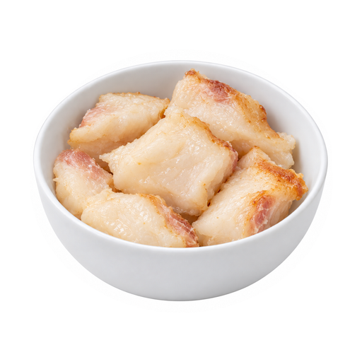 Illustration of Pork, cured, separable fat (from ham and arm picnic), roasted