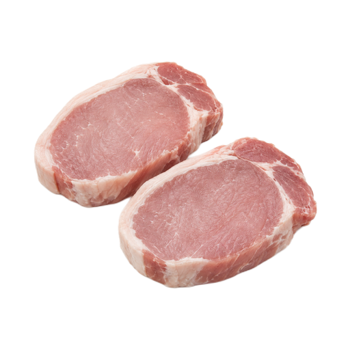 Illustration of Pork, fresh, loin, center rib (chops or roasts), boneless, separable lean and fat, raw