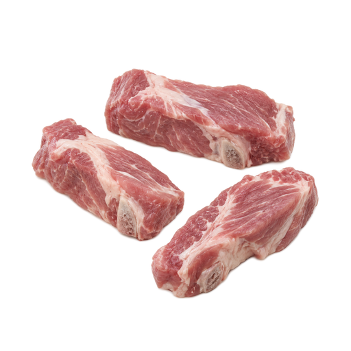 Illustration of Pork, fresh, loin, country-style ribs, separable lean and fat, raw