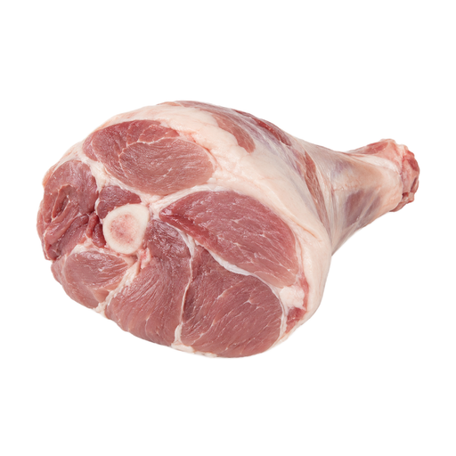 Illustration of Pork, fresh, leg (ham), shank half, separable lean and fat, raw