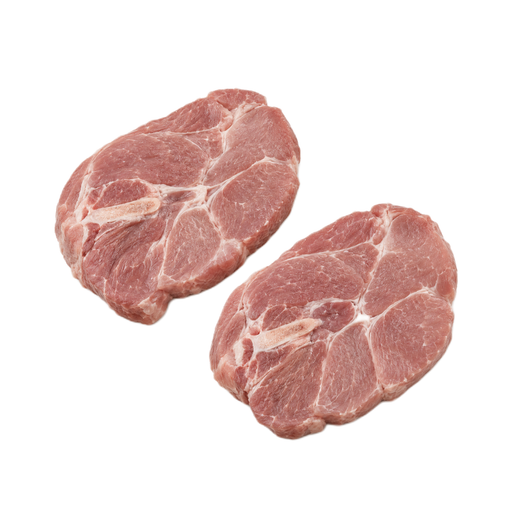 Illustration of Pork, fresh, loin, blade (chops or roasts), bone-in, separable lean only, raw