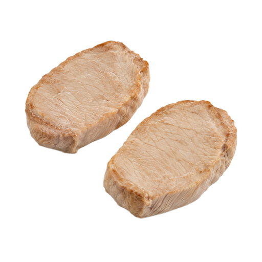 Illustration of Pork, fresh, loin, top loin (chops), boneless, separable lean only, cooked, braised