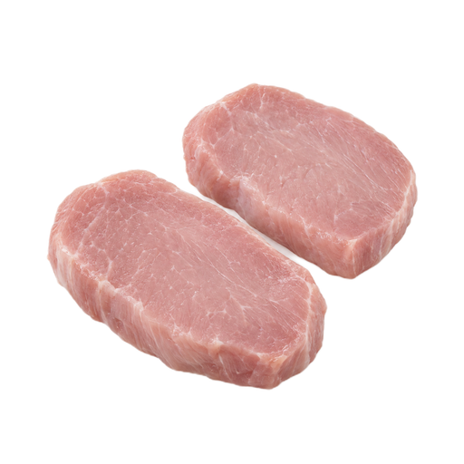 Illustration of Pork, fresh, loin, center loin (chops), boneless, separable lean only, raw