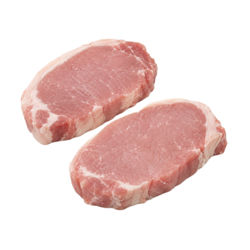 Illustration of Pork, fresh, loin, center loin (chops), boneless, separable lean and fat, raw