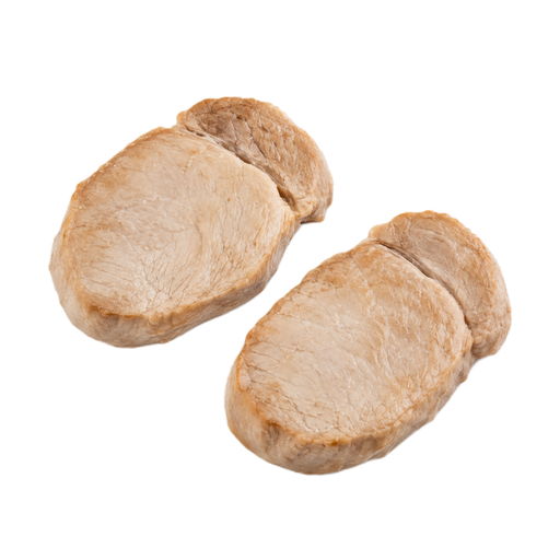 Illustration of Pork, fresh, loin, center rib (chops), boneless, separable lean only, cooked, braised