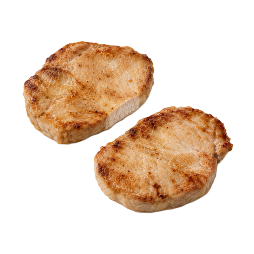 Illustration of Pork, fresh, loin, sirloin (chops), boneless, separable lean only, cooked, broiled