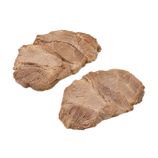 Illustration of Pork, fresh, shoulder, (Boston butt), blade (steaks), separable lean only, with added solution cooked, braised