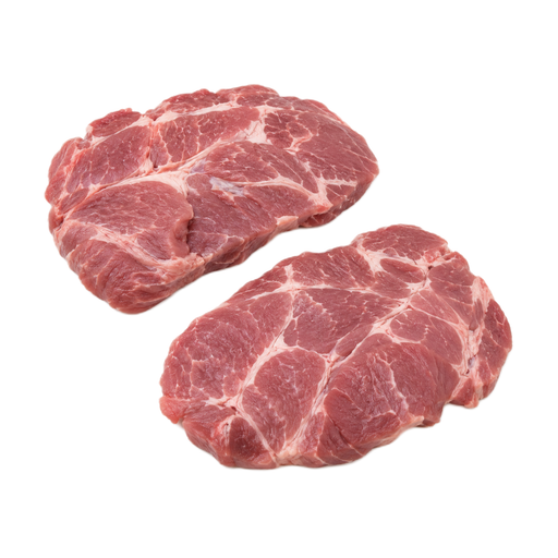 Illustration of Pork, fresh, shoulder, (Boston butt), blade (steaks), separable lean only, with added solution, raw