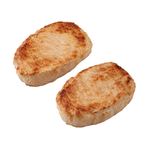 Illustration of Pork, fresh, loin, top loin (chops), boneless, separable lean only, with added solution, cooked, broiled