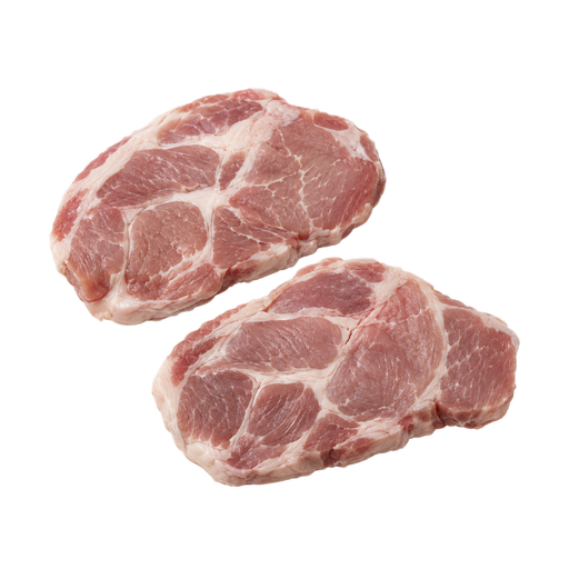 Illustration of Pork, fresh, loin, blade (chops or roasts), boneless, separable lean and fat only, raw