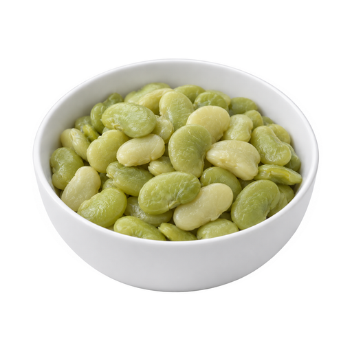 Illustration of Lima beans, immature seeds, frozen, fordhook, cooked, boiled, drained, with salt