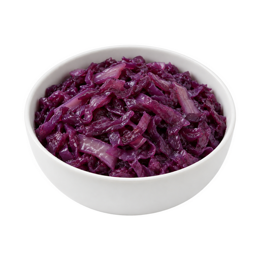 Ilustração de Repolho roxo, cozido em água, escorrido, com sal