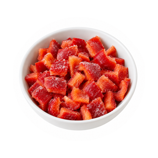 Illustration of Peppers, sweet, red, frozen, chopped, unprepared