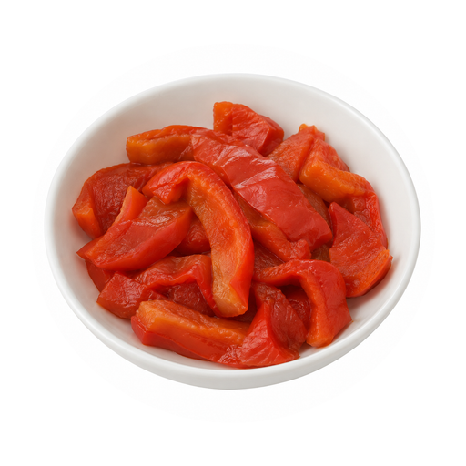 Illustration of Peppers, sweet, red, frozen, chopped, boiled, drained, without salt