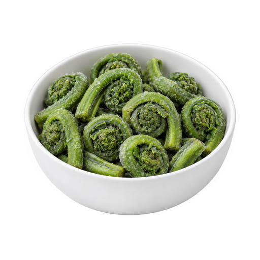 Illustration of Fiddlehead ferns, frozen, unprepared