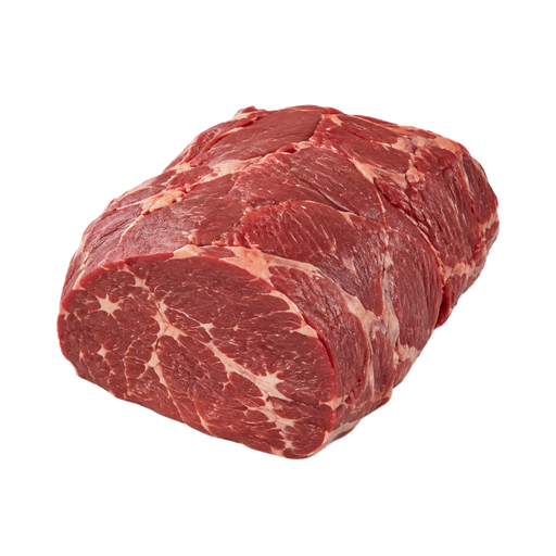 Ilustración de Carne de res, centro del delantero (chuck eye), pieza para asar, corte America's Beef Roast, sin hueso, carne magra y grasa separables, recortada hasta 0 pulgadas de grasa externa, categoría Select, cruda