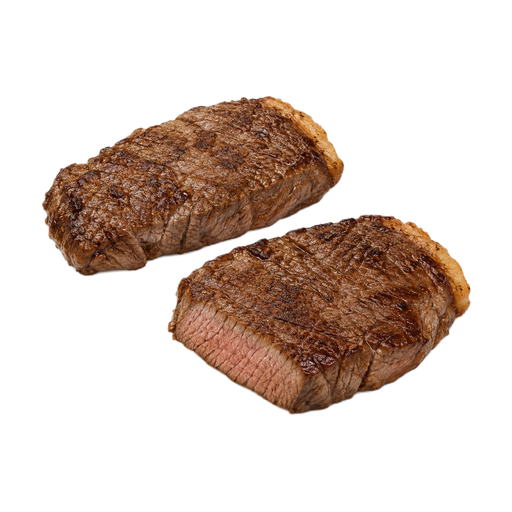 Ilustración de Carne de res, filete del corte top sirloin, carne magra y grasa separables, recortada hasta 1/8 de pulgada de grasa externa, categoría Choice, asada bajo calor directo