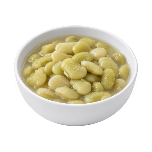 Illustration of Lima beans, immature seeds, canned, regular pack, solids and liquids