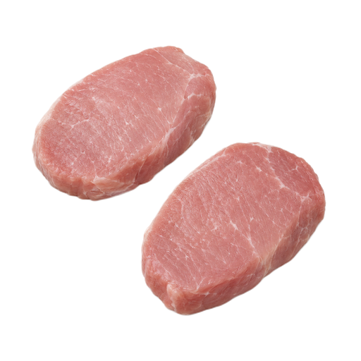Illustration of Pork, fresh, loin, top loin (chops), boneless, separable lean only, with added solution, raw
