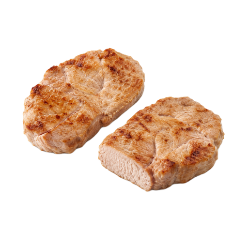Illustration of Pork, fresh, loin, blade (chops), boneless, separable lean only, boneless, cooked, broiled