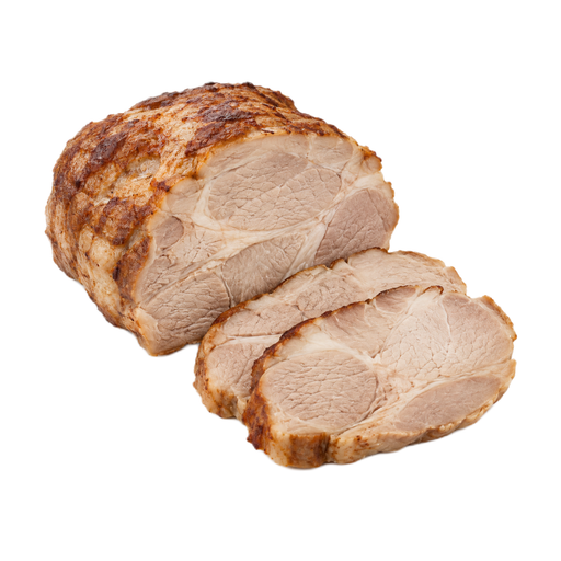 Illustration of Pork, fresh, loin, blade (roasts), boneless, separable lean and fat, cooked, roasted