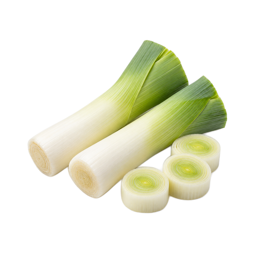 Illustration of Leeks, (bulb and lower leaf-portion), raw