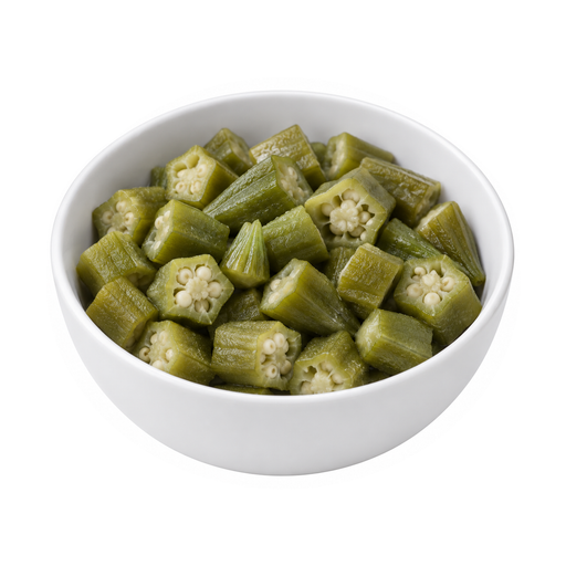 Illustration of Okra, frozen, cooked, boiled, drained, without salt