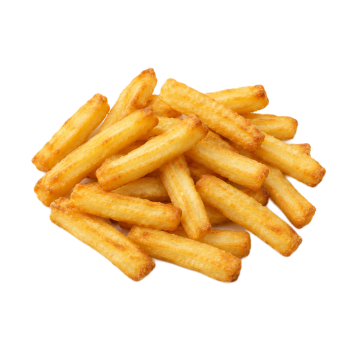Illustration of Potatoes, frozen, french fried, par fried, extruded, prepared, heated in oven, without salt
