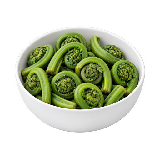 Illustration of Fiddlehead ferns, raw