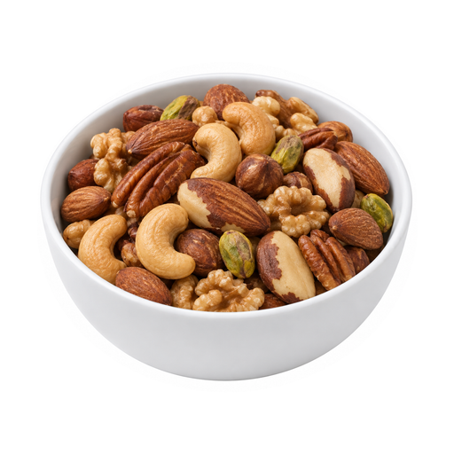 Illustration of Nuts, mixed nuts, oil roasted, without peanuts, lightly salted