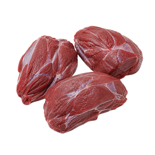 Ilustración de Carne de res, jarrete (shank), en cortes transversales, solo carne magra separable, recortada hasta 1/4 de pulgada de grasa externa, categoría Choice, cruda