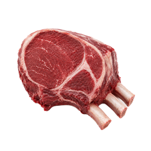Ilustración de Carne de res, costillar entero (costillas 6-12), carne magra y grasa separables, recortada hasta 1/8 de pulgada de grasa externa, categoría Prime, cruda