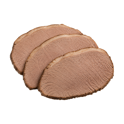 Ilustración de Carne de res, cuarto trasero, corte bottom round, pieza para asar, carne magra y grasa separables, recortada hasta 1/8 de pulgada de grasa externa, categoría Select, asada al horno