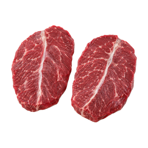 Ilustración de Carne de res, paleta, filete del corte top blade, sin hueso, carne magra y grasa separables, recortada hasta 0 pulgadas de grasa externa, categoría Select, cruda