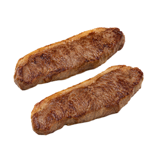 Ilustración de Carne de res, lomo corto (short loin), corte top loin, carne magra y grasa separables, recortada hasta 1/8 de pulgada de grasa externa, categoría Prime, asada bajo calor directo