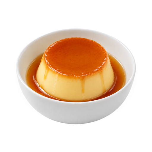Illustration of Flan, caramel custard, dry mix, prepared with 2% milk