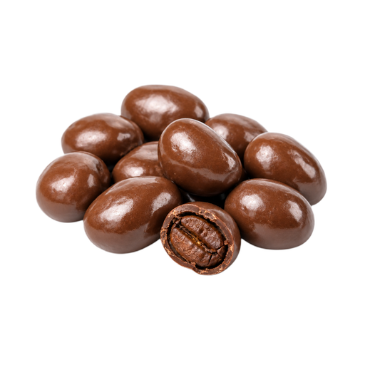 Ilustración de Granos de café cubiertos de chocolate con leche