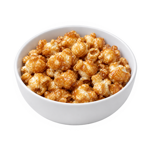 Illustration of Popcorn, sugar syrup/caramel, fat-free