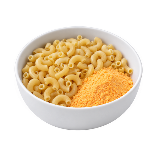 Illustration of Macaroni or noodles with cheese, microwaveable, unprepared