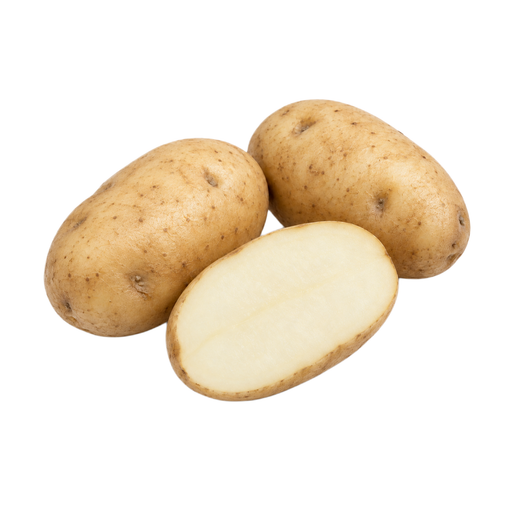Illustration of Potatoes, white, flesh and skin, raw