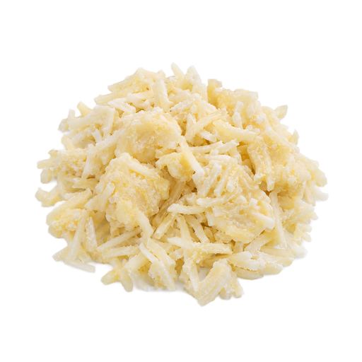 Illustration of Potatoes, hash brown, frozen, with butter sauce, unprepared