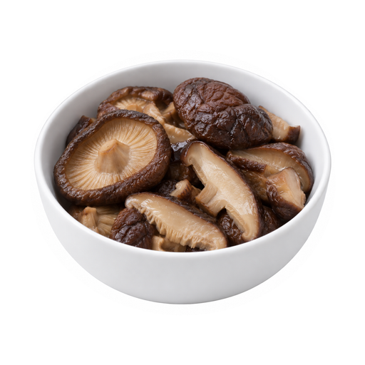 Illustration of Mushrooms, shiitake, cooked, with salt